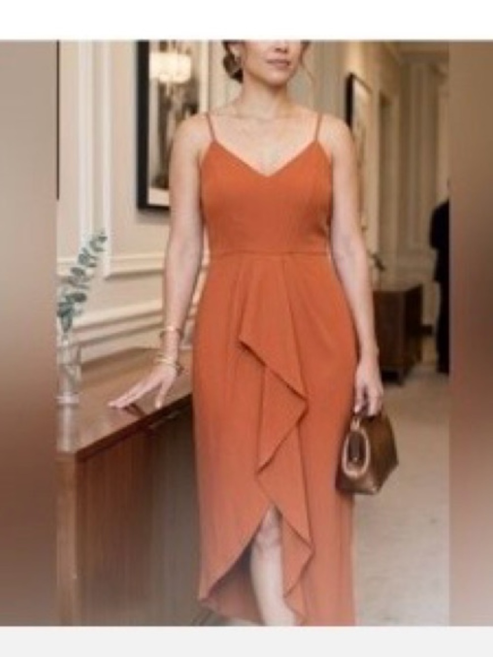 Gianni Bini Women’s Burnt Orange Lined Spaghetti Strap Dress. Size 10
